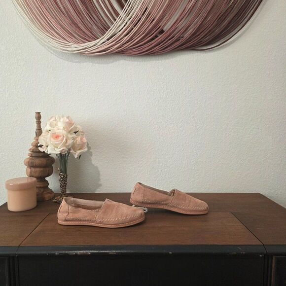 TOMS Sand Pink Suede Leather Wrap Women's Classics Alpargatas Sz 8.5 - Picture 4 of 8